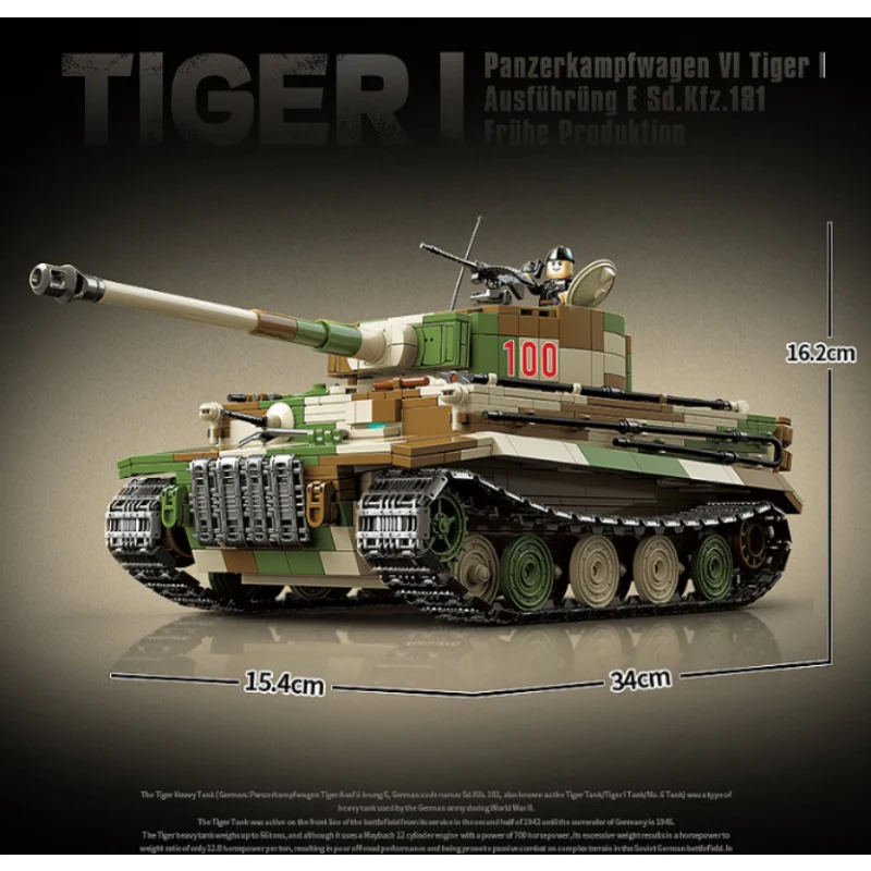 2276+PCS QuanGuan 100244 Tiger I Panzerkampfwagen VI Tiger I Ausfuehrueng E Sd.Kfz.181 Fruehe Produktion - Image 3