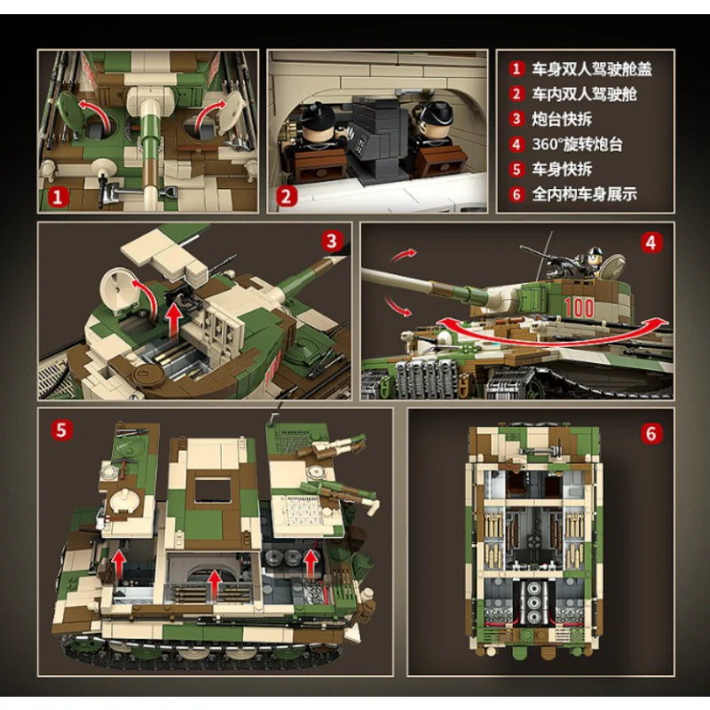 2276+PCS QuanGuan 100244 Tiger I Panzerkampfwagen VI Tiger I Ausfuehrueng E Sd.Kfz.181 Fruehe Produktion - Image 5
