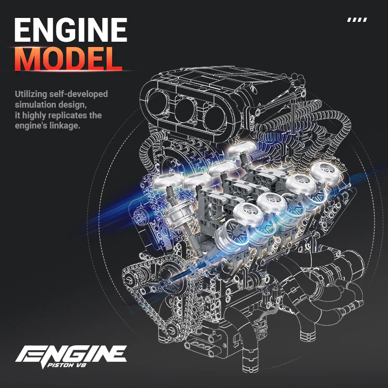 2347PCS EIKEE Y15001 V8 engine Dynamic version - Image 2