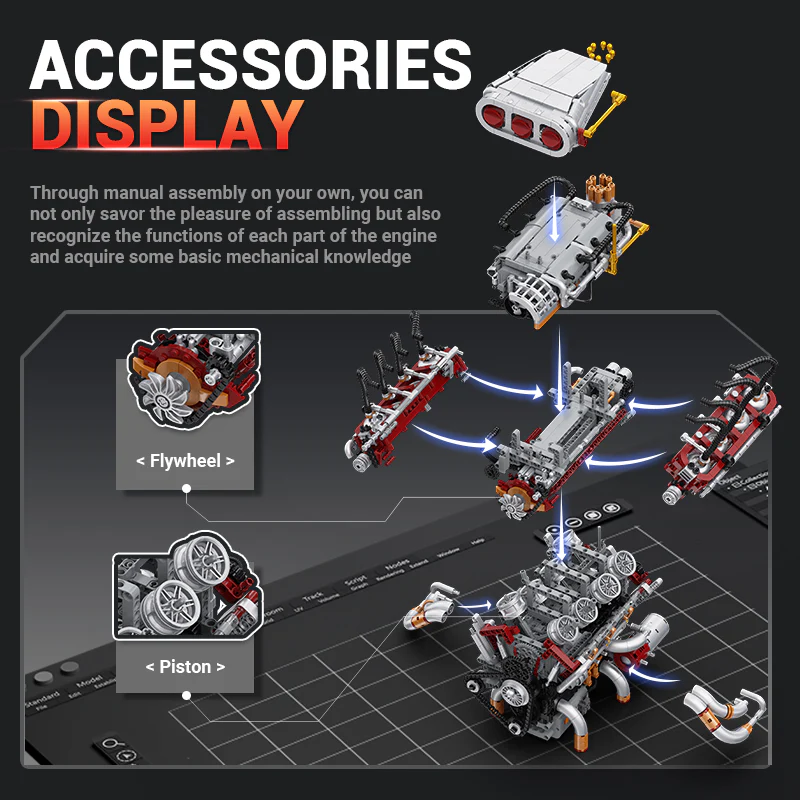 2347PCS EIKEE Y15001 V8 engine Dynamic version - Image 3