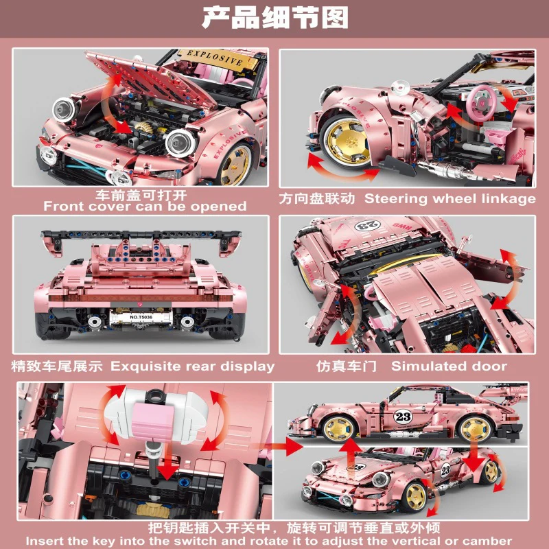2368PCS T5036A T5036B Porsche 911 Super Racing Low Lying Refitted Sports Car （1:10） - Image 3