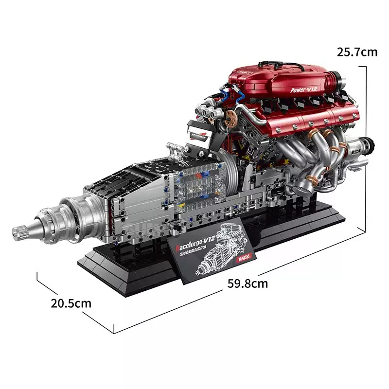 2378pcs GULY 60555 Ferrari V12 Engine - Image 7