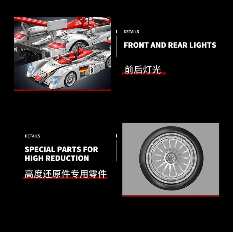 2426 pcs YC-23044 Audi R8 LMP 2000  1:10 - Image 2