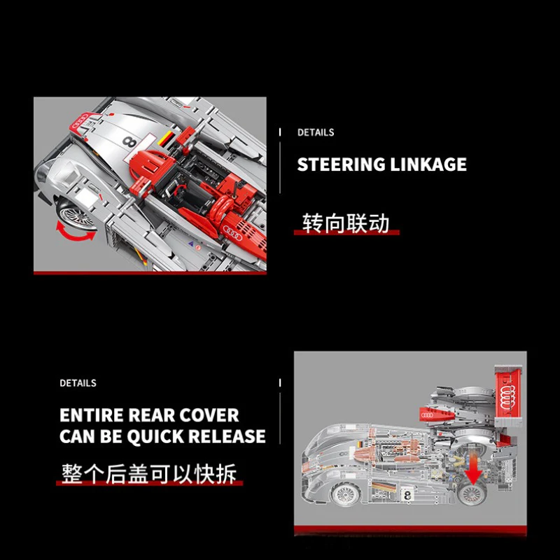 2426 pcs YC-23044 Audi R8 LMP 2000  1:10 - Image 3