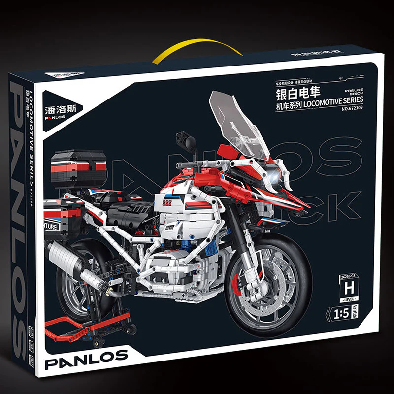 2625pcs 672109 PANLOSBRICK 1:5 BMW Motorcycle - Silver Electric Falcon - Image 4