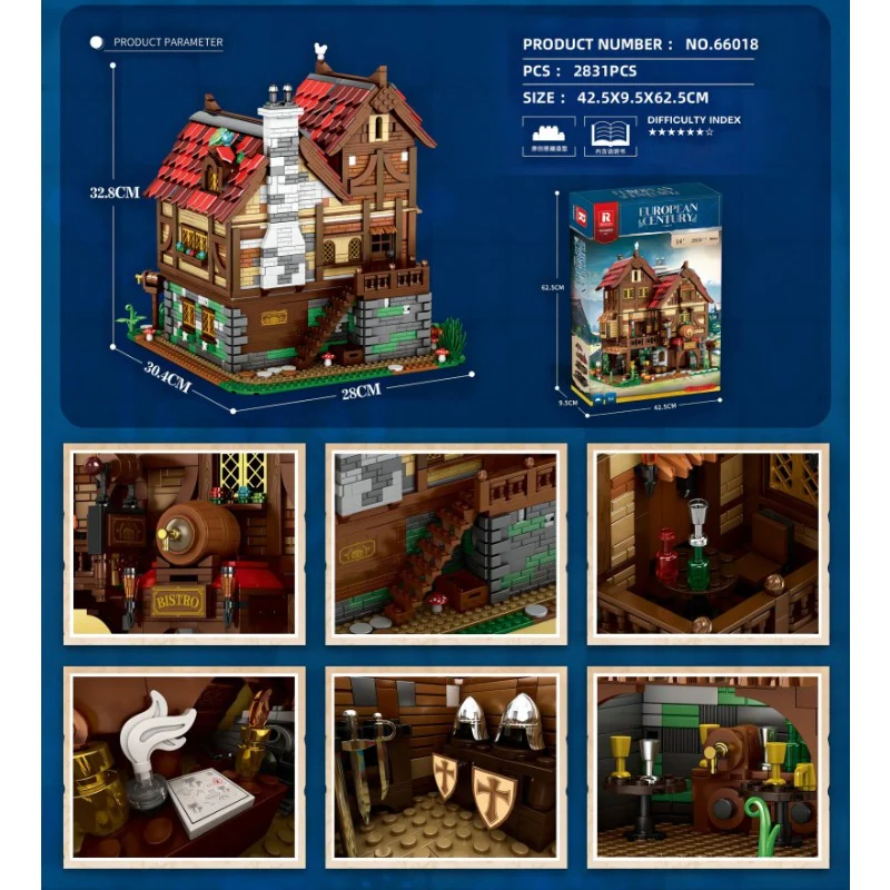 2831PCS Reobrix 66018 Medieval Tavern - Image 2