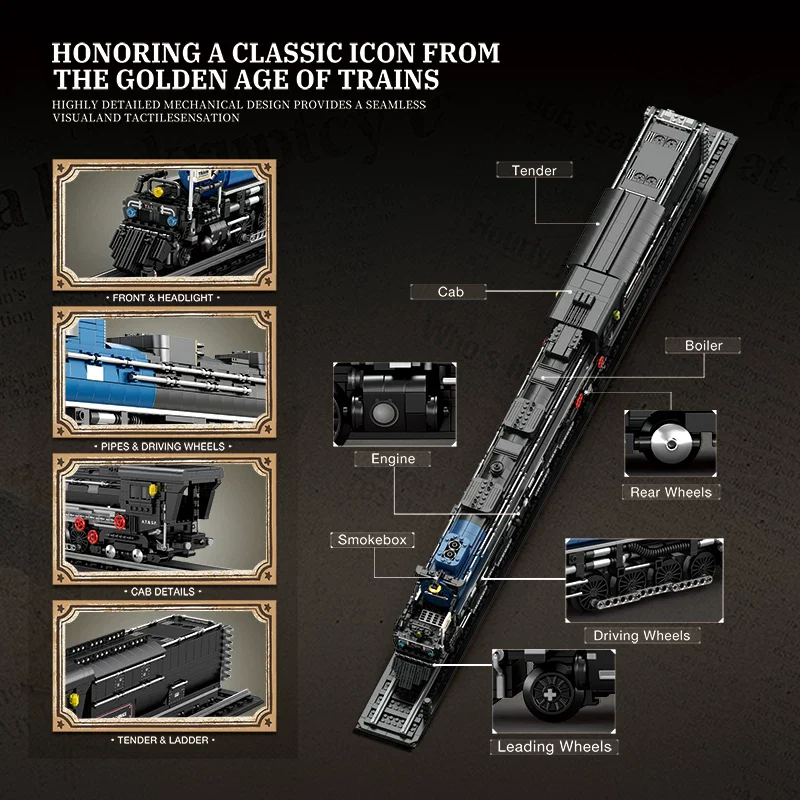 2947PCS Reobrix 66805 American Big Boy–Style Steam Locomotive - Image 2