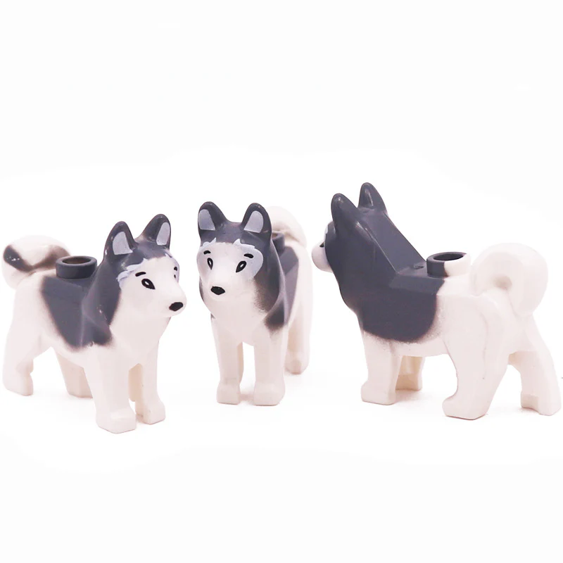 2pcs 16606 Animal Snow Dog Husky