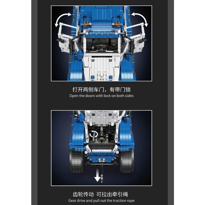 3062 PCS Mouldking 13089 Shaman 8X8 Off-Road Vehicle Blue (Dynamic Version) - Image 3