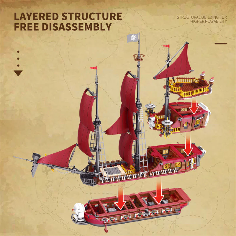 3066PCS Reobrix 66010 Pirate Revenge Ship - Image 3