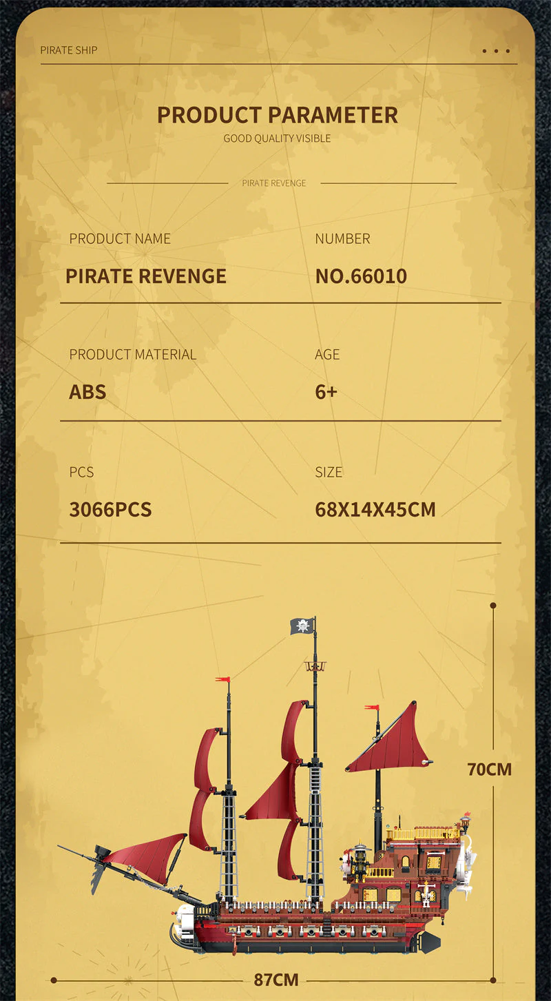 3066PCS Reobrix 66010 Pirate Revenge Ship - Image 5