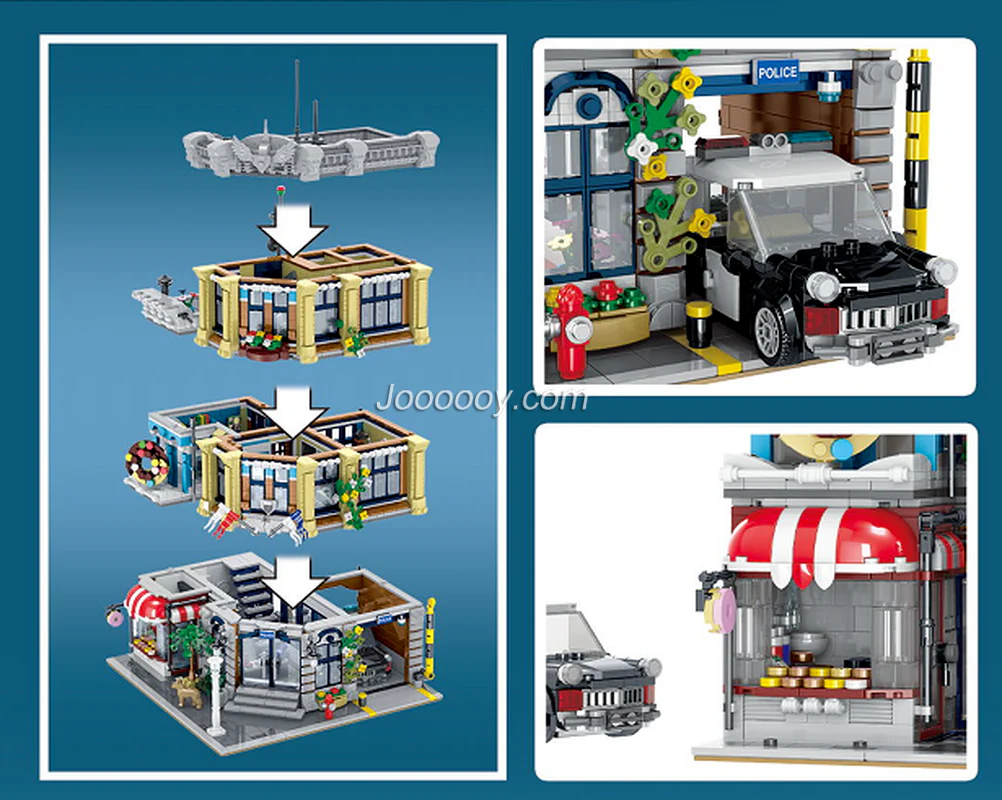 3111PCS UrGe 10199 Brick Town Police Station - Image 3
