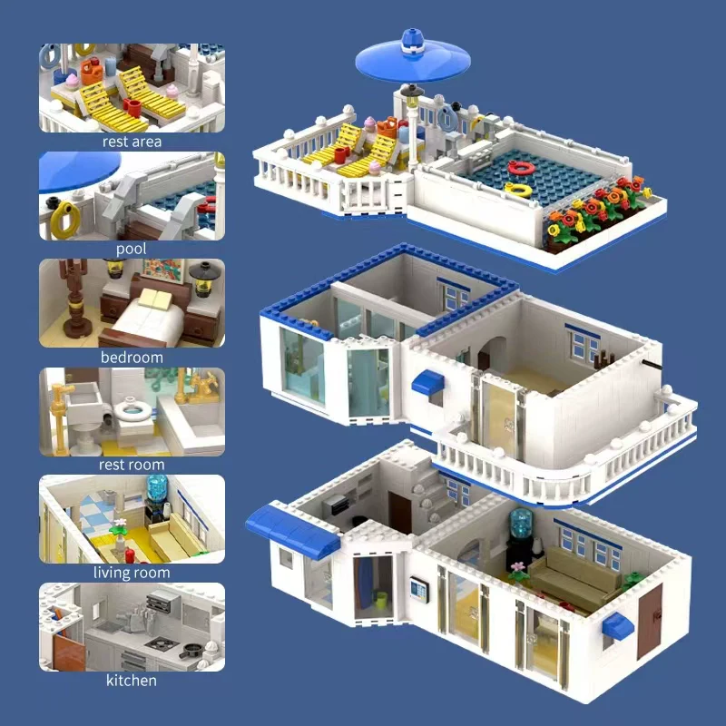 3137pcs BY TOYS B57301 GREEK VACATION VILLA  (Gobricks) - Image 5