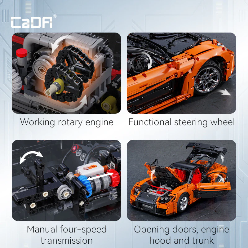 3182 pcs CaDA C61502 Han's Mazda RX-7 VeilSide Fortune 1:8 With remote control - Image 3