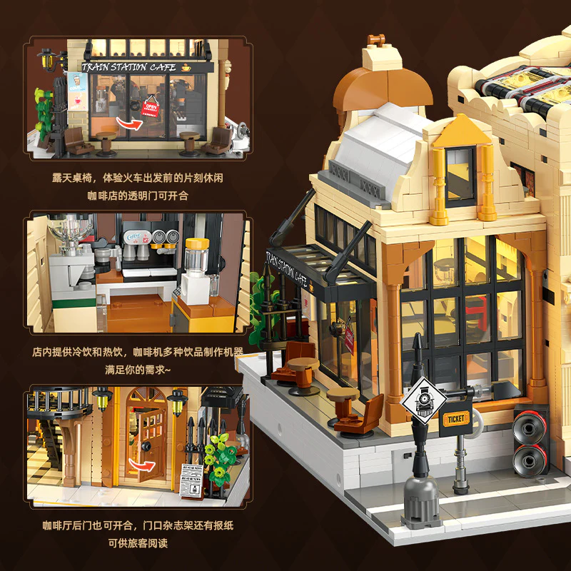 3220PCS JIESTAR JJ89140 Vintage Steam Train Station (Includes Lighting Kit) - Image 4
