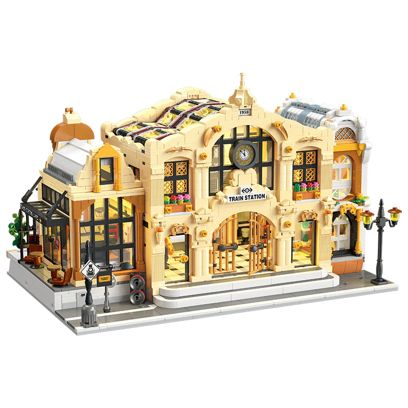 3220PCS JIESTAR JJ89140 Vintage Steam Train Station (Includes Lighting Kit) - Image 5