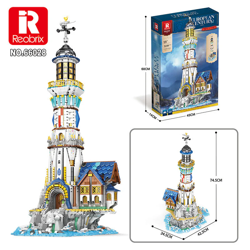 3228 PCS Reobrix 66028 European Century：Lighthouse - Image 6
