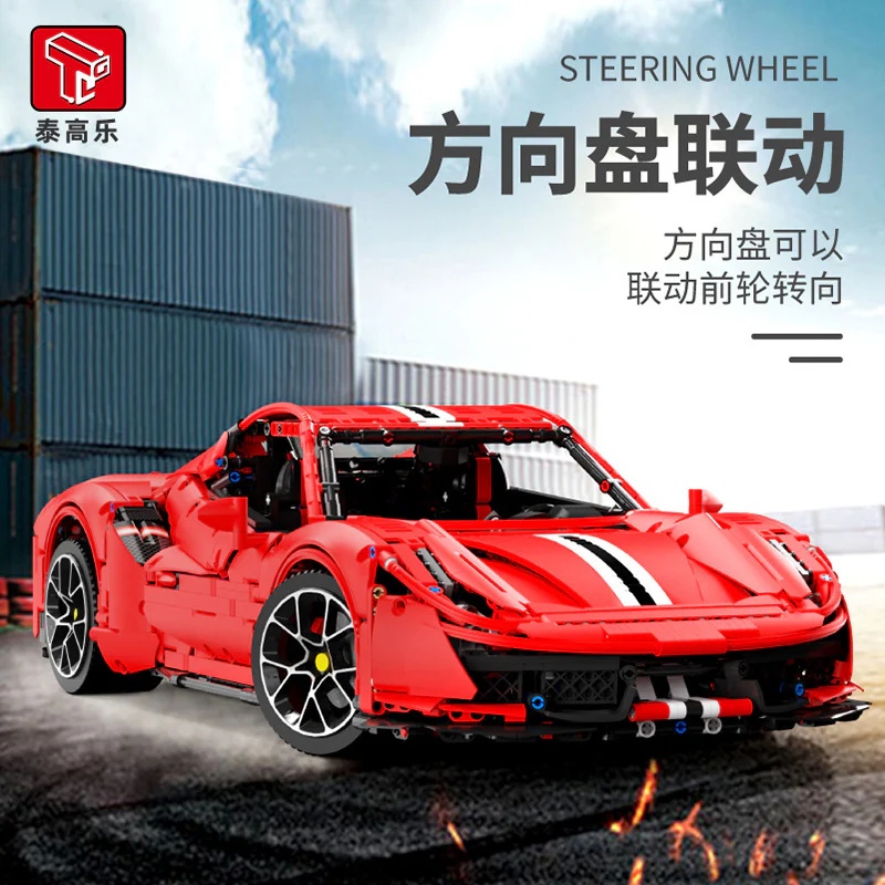 3608 pcs T5005 T5005-A Taigaole Red and yellow Ferrari 488 1:8 - Image 2