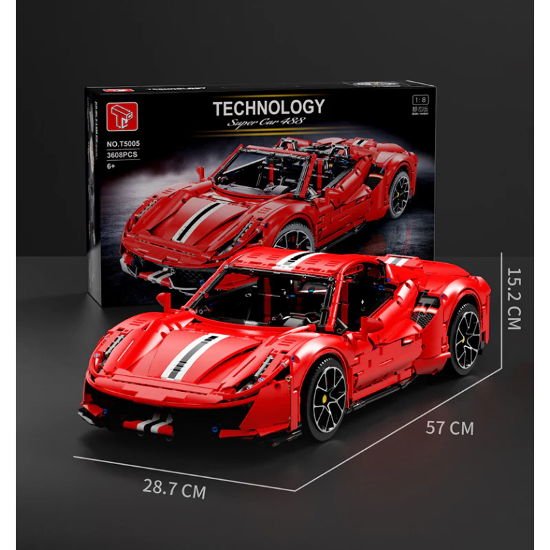 3608 pcs T5005 T5005-A Taigaole Red and yellow Ferrari 488 1:8 - Image 3