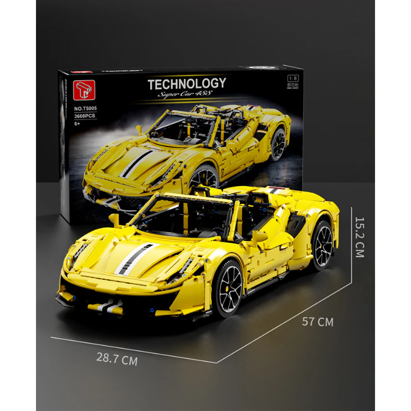 3608 pcs T5005 T5005-A Taigaole Red and yellow Ferrari 488 1:8 - Image 4