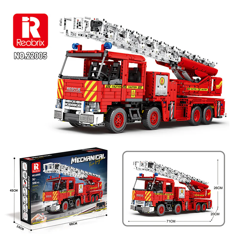 3266pcs Reobrix 22005 Mechanical Fire Engine with power pack - Image 5