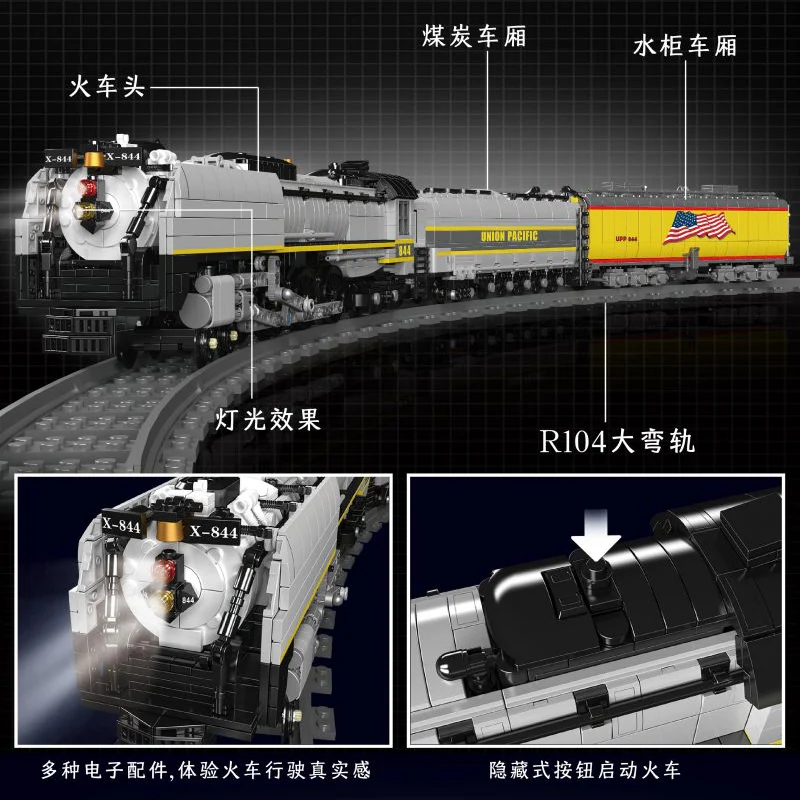 3357pcs Mouldking 12031 Union Pacific UP844 steam locomotive dynamic version - Image 3