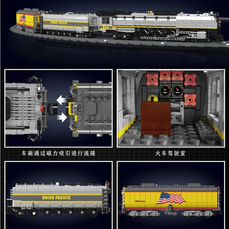 3357pcs Mouldking 12031 Union Pacific UP844 steam locomotive dynamic version - Image 4