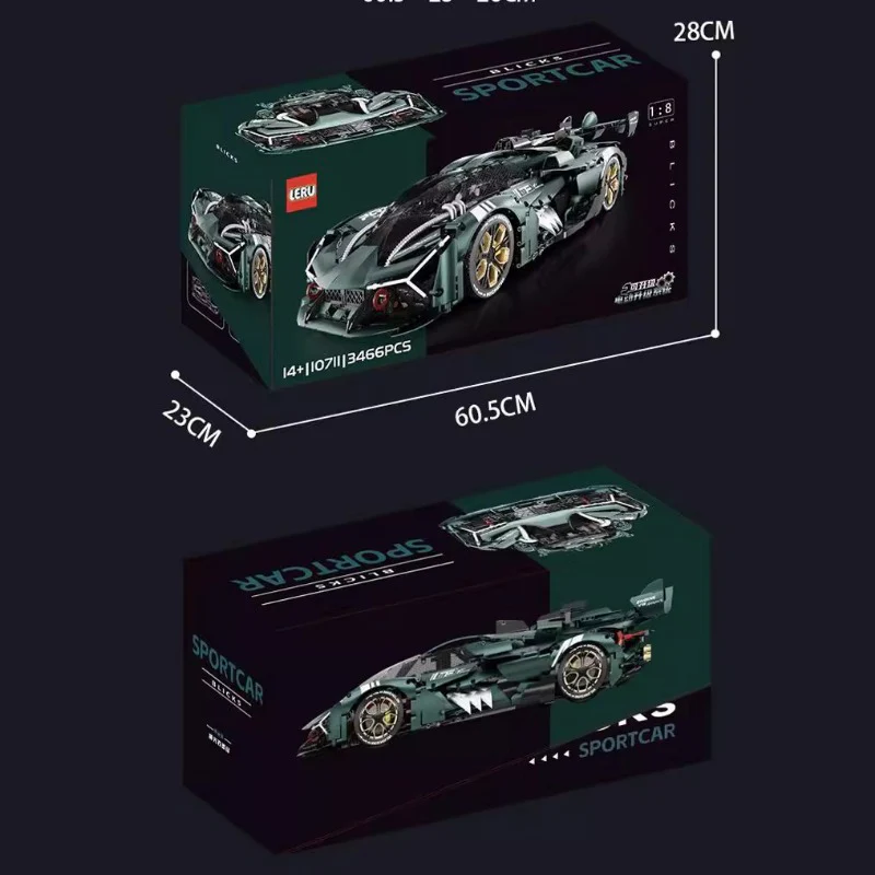 3466 pcs LERU 10711 Lamborghini -supercar series 1:8  (electroplating limited edition) - Image 4