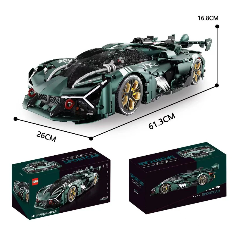 3466 pcs LERU 10711 Lamborghini -supercar series 1:8  (electroplating limited edition) - Image 5