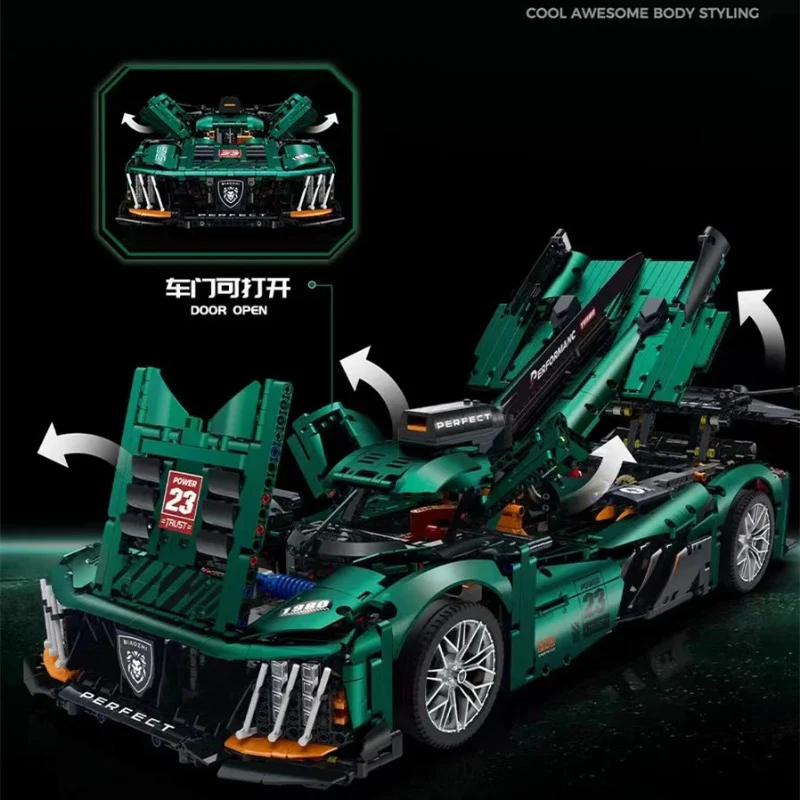 3746pcs GULY 10616 PEUGEOT 9X8 24H Le Mans Hybrid Hypercar - Image 4