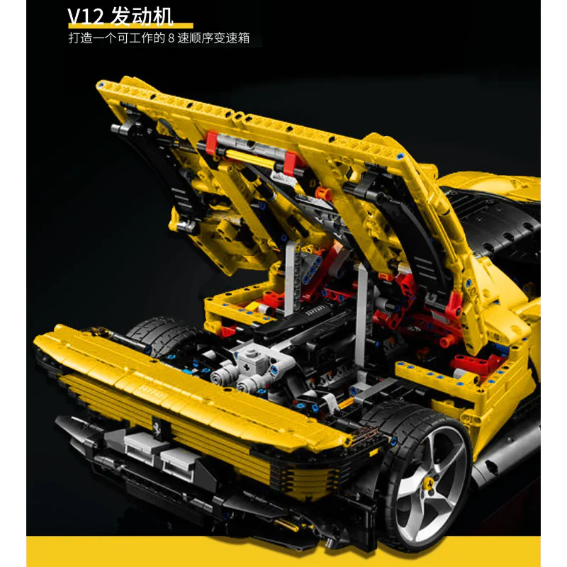 3778pcs 43143 Ferrari Daytona SP3 Yellow - Image 4