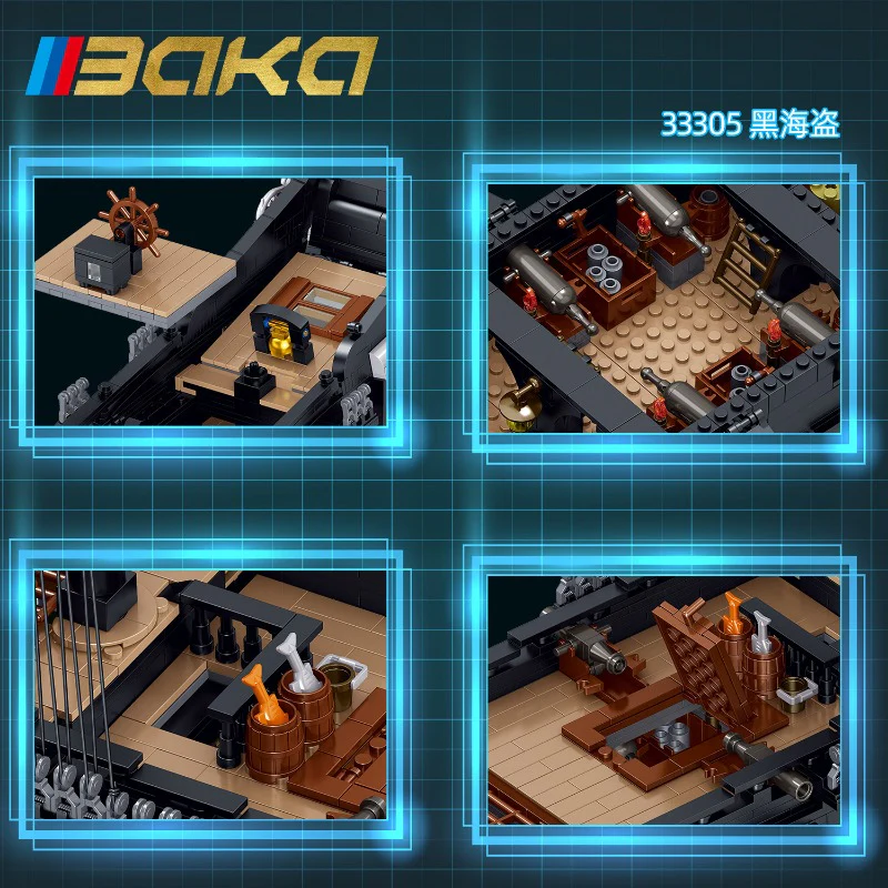 3863 pcs BK 33305 Black Pirate Ship - Image 3
