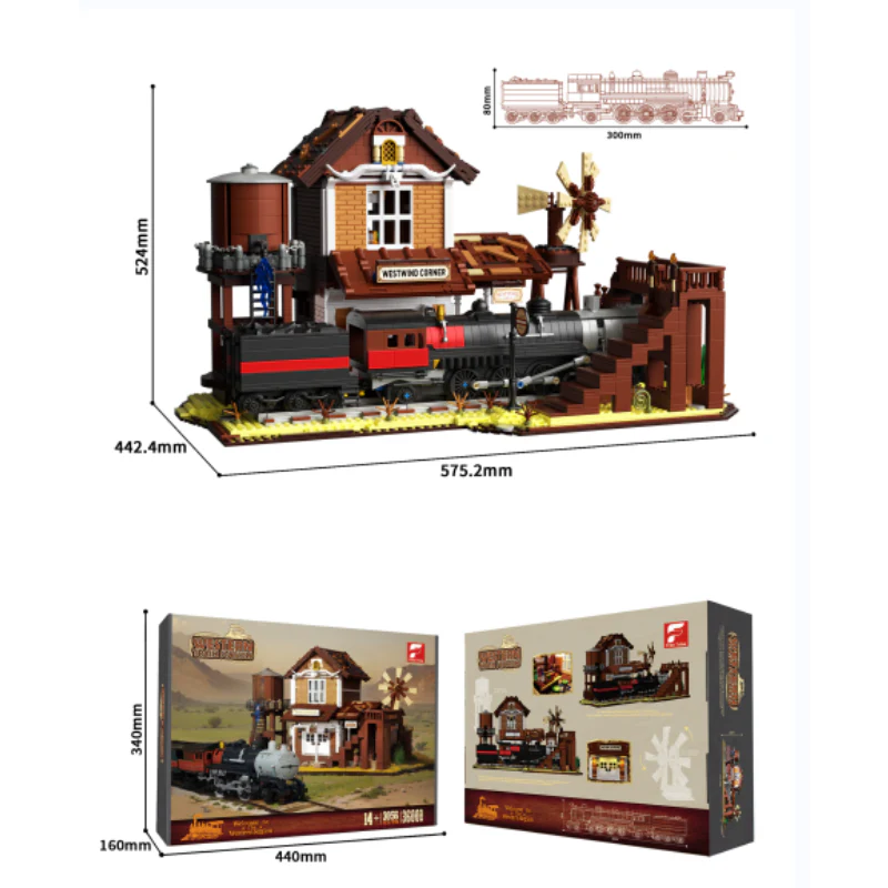 3885pcs 36001 WESTERN TRAIN STATION - Image 2