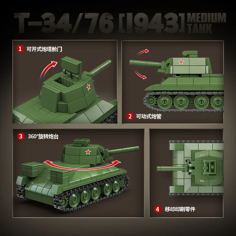 415pcs QUANGUAN 100297 T-34/76 [1943] MEDIUM TANK - Image 5