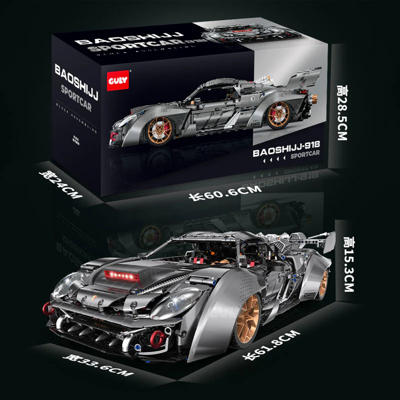 4306PCS GULY 10629 Porsche 918 Sports Car model 1:8 - Image 6