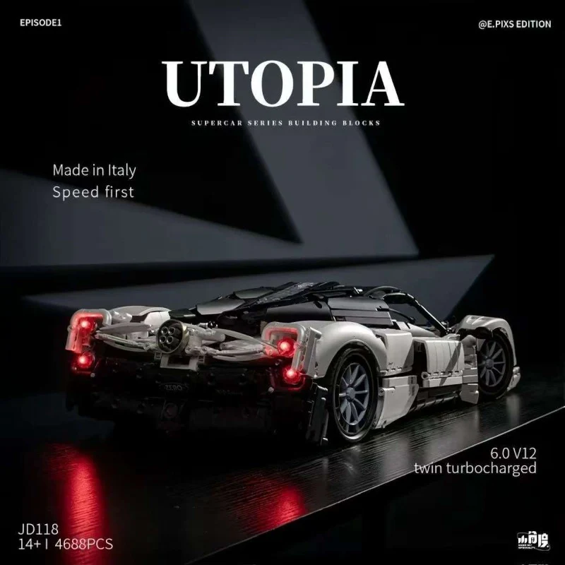 4688pcs XJD JD118 Pagani Utopia Sports Car 1:8 - Image 3