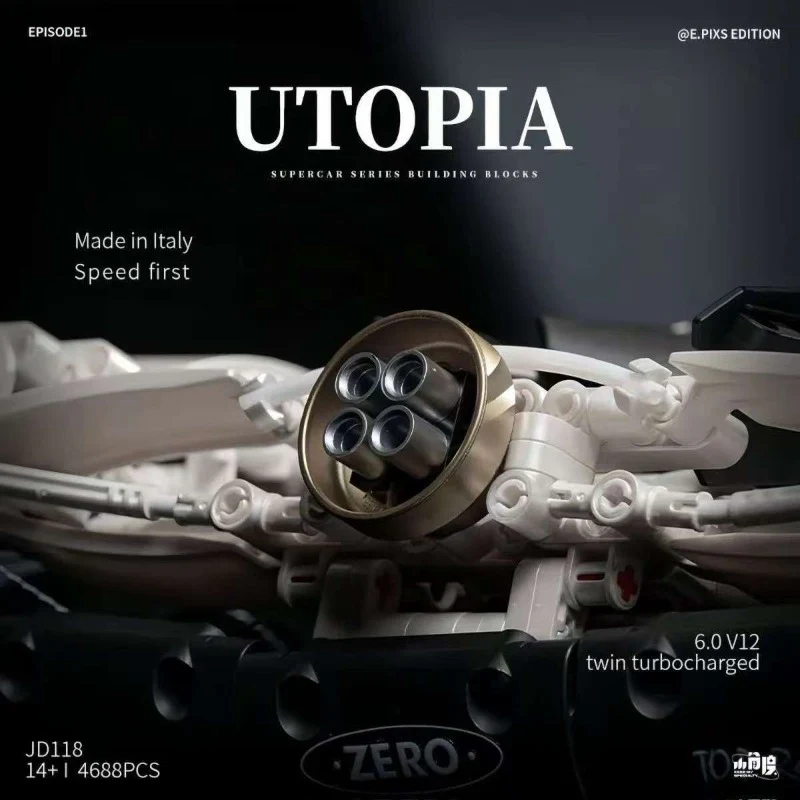 4688pcs XJD JD118 Pagani Utopia Sports Car 1:8 - Image 4