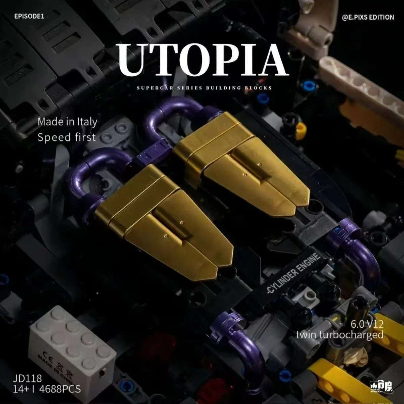 4688pcs XJD JD118 Pagani Utopia Sports Car 1:8 - Image 7