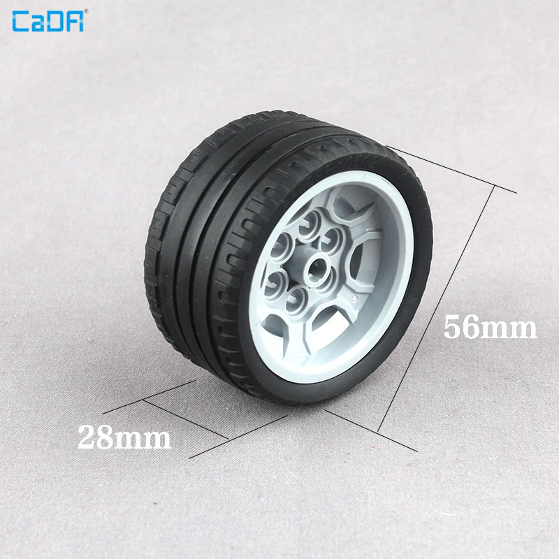 4pcs Cada 41897 Wheel 43.2mm D.x26mm Technic Racing Small 6 Pin Holes with Black Tire 56x28 ZR Street - Image 2