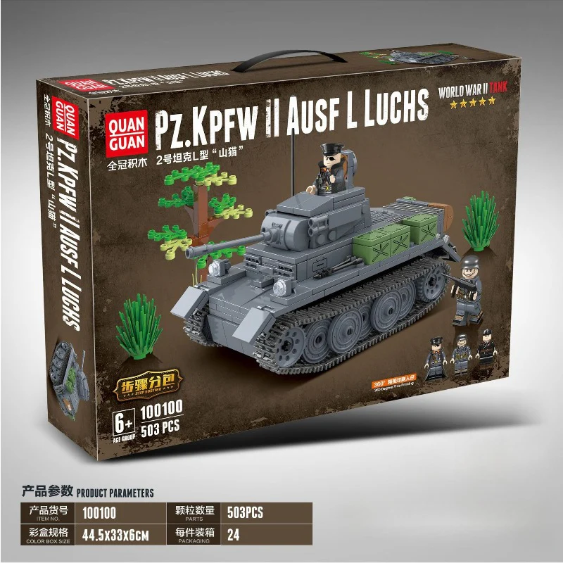 503pcs QUANGUAN 100100 PZ.KPFW II AUSF L LUCHS - Image 2