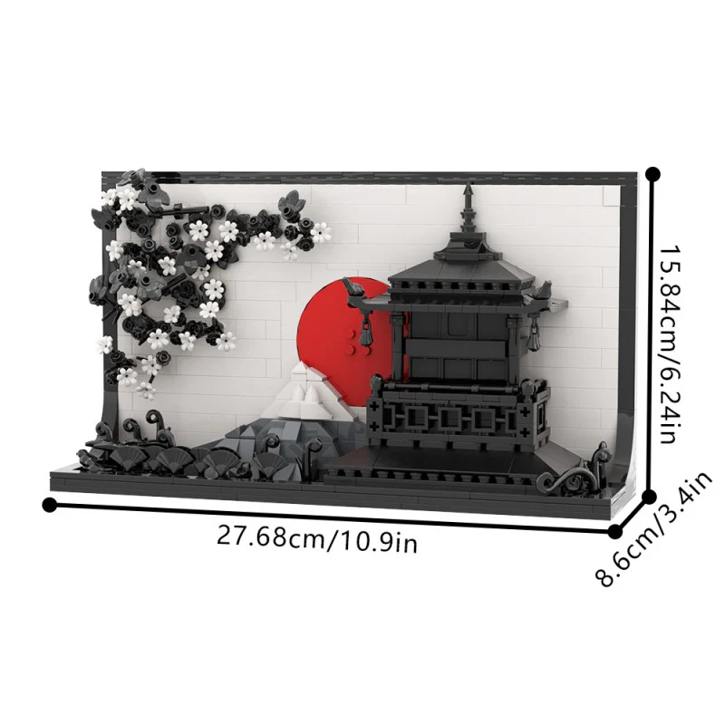 522pcs MOC Japanese Art 3D Sakura Paintings （Gobricks Version) - Image 2
