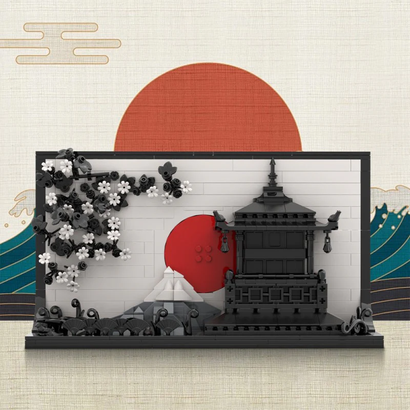 522pcs MOC Japanese Art 3D Sakura Paintings （Gobricks Version) - Image 3