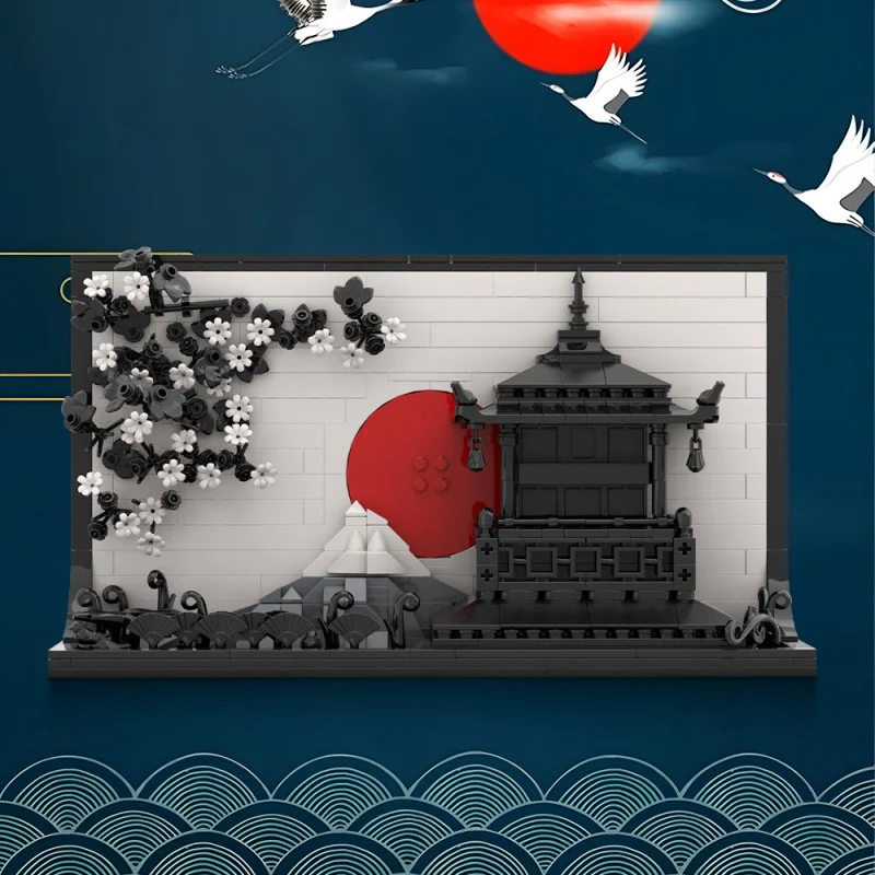 522pcs MOC Japanese Art 3D Sakura Paintings （Gobricks Version) - Image 4