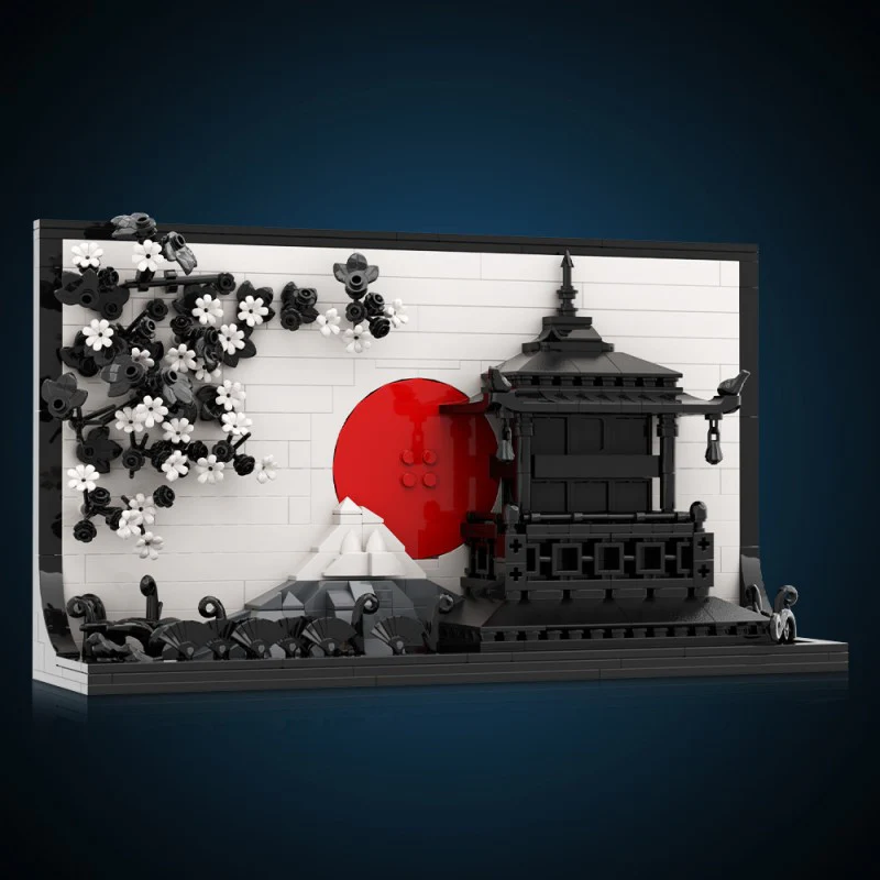522pcs MOC Japanese Art 3D Sakura Paintings （Gobricks Version) - Image 5