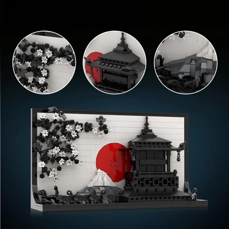522pcs MOC Japanese Art 3D Sakura Paintings （Gobricks Version) - Image 6