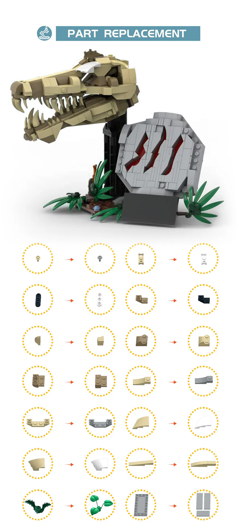 537PCS MOC-186989；Jurassic World、Jurassic Park(Dinosaur Fossils: T. rex Skull、76964) - Image 4