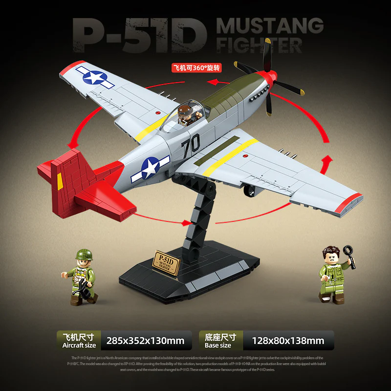 580 pcs QUANGUAN 100278 P-51D Mustang Fighter - Image 4