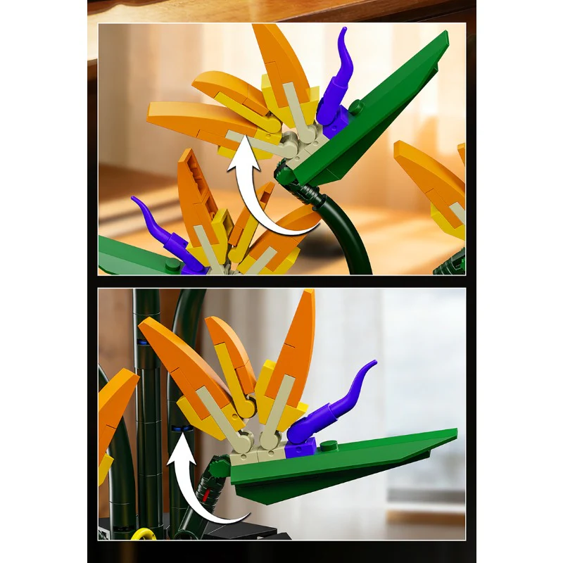 599pcs  MJi 13116/13117/13118/13119 Plum Blossom,Bird of Paradise,Cotton Rose,Dragon Claw Chrysanthemum - Image 17