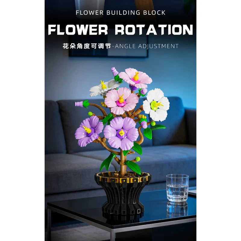 599pcs  MJi 13116/13117/13118/13119 Plum Blossom,Bird of Paradise,Cotton Rose,Dragon Claw Chrysanthemum - Image 24