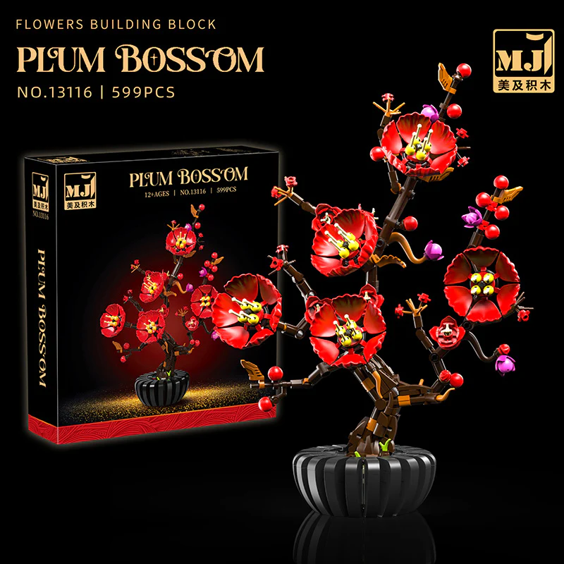 599pcs  MJi 13116/13117/13118/13119 Plum Blossom,Bird of Paradise,Cotton Rose,Dragon Claw Chrysanthemum - Image 37